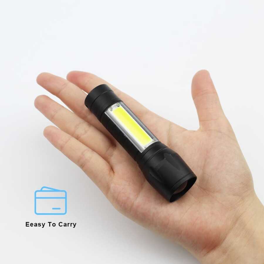 SpiderJuice Mini Portable Pocket Size 3 Mode Multifunction Rechargeable Torch with Box and USB Cable - Image 4