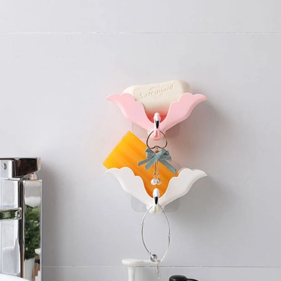 SpiderJuice Cute Flamingo Self Adhesive Wall Mount Soap Jewellery Rack Holder - Image 2
