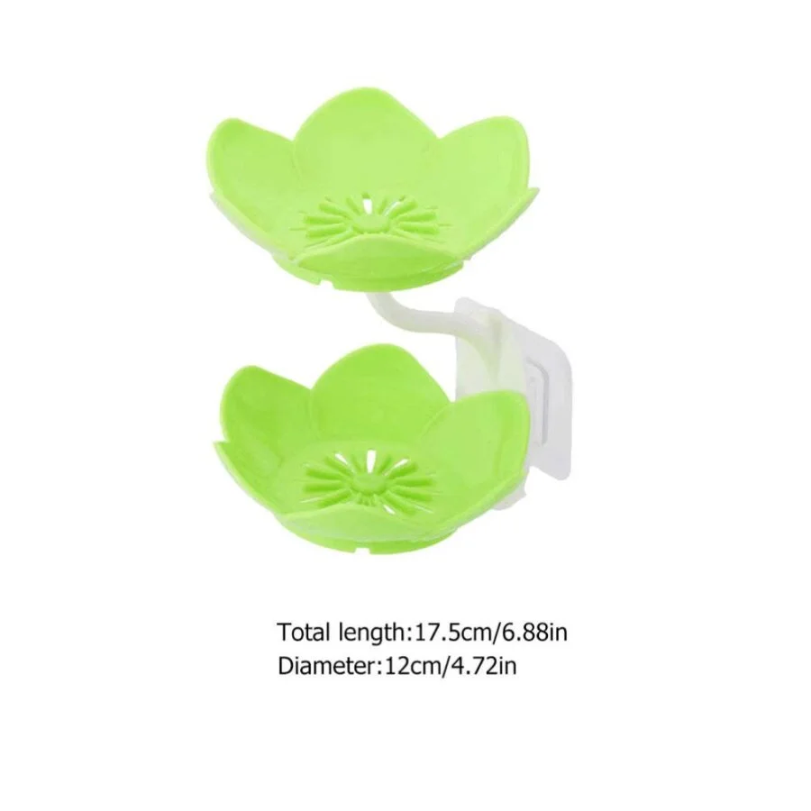 SpiderJuice Double Layer Cute Lotus Shaped Adhesive Wall Mount Multipurpose Soap Holder Rack - Image 2