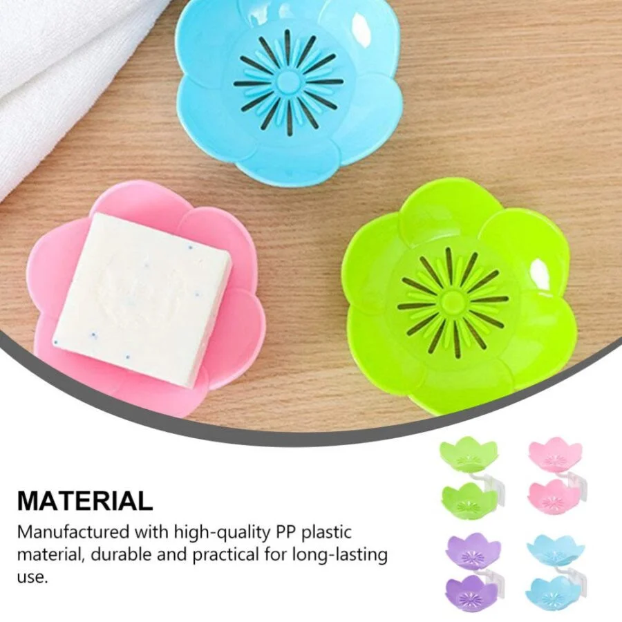 SpiderJuice Double Layer Cute Lotus Shaped Adhesive Wall Mount Multipurpose Soap Holder Rack - Image 5