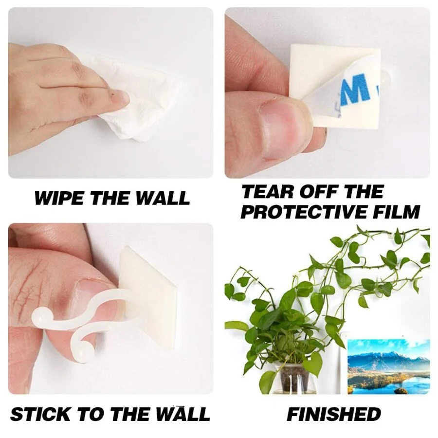 SpiderJuice 30Pc Multipurpose Adhesive Vine Wale Money Plant Wall Fixing Twist Support Clips - Image 10