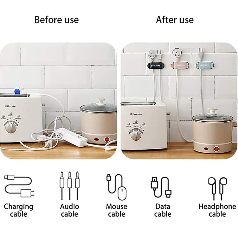 SpiderJuice Self Adhesive 2 Way Double Sided Cord Plug Holder Hook - Image 3
