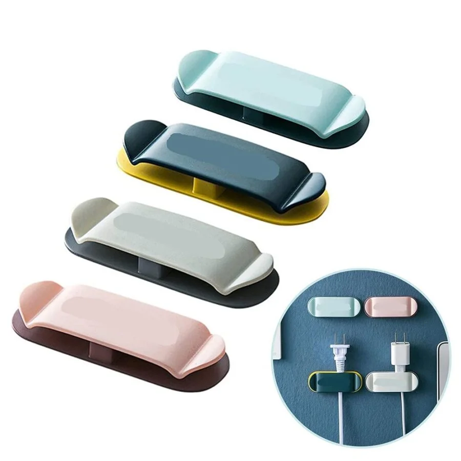SpiderJuice Self Adhesive 2 Way Double Sided Cord Plug Holder Hook
