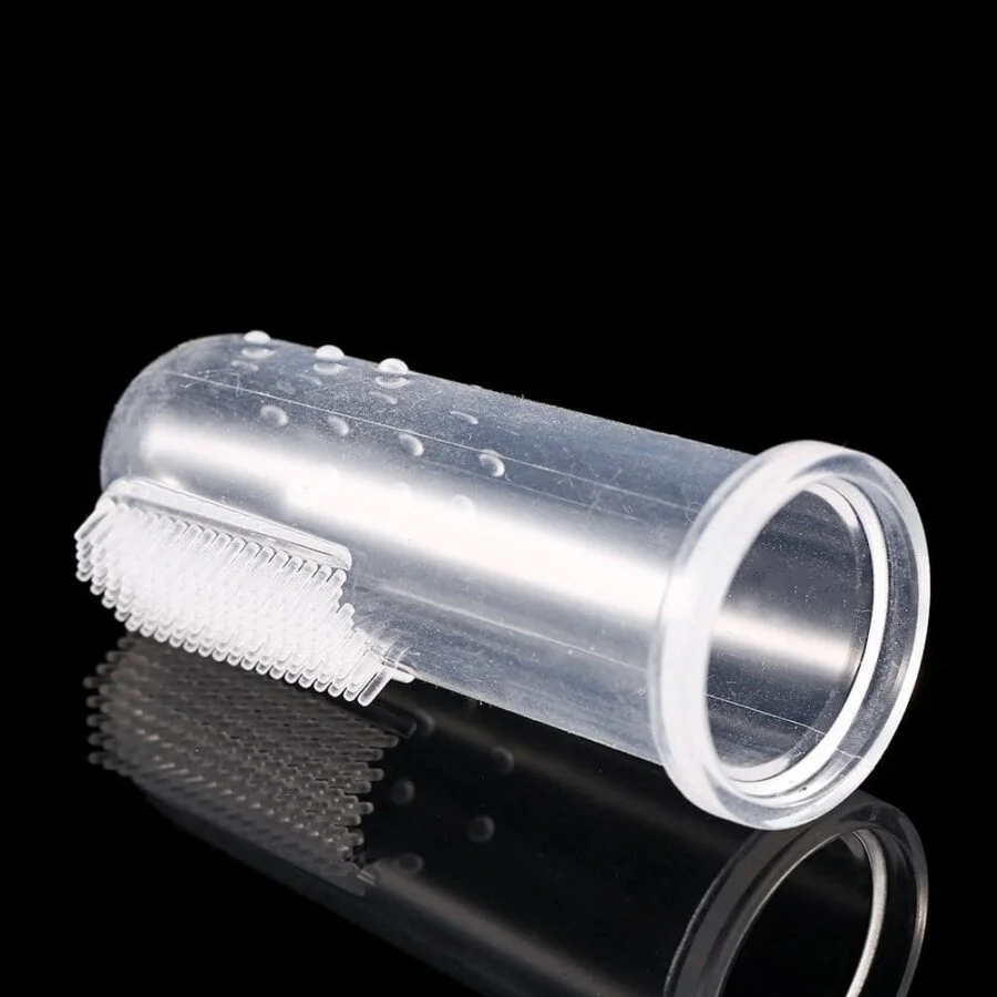 SpiderJuice Transparent Silicone Baby Finger Soft Bristles Teeth Cleaning Brush - Image 3