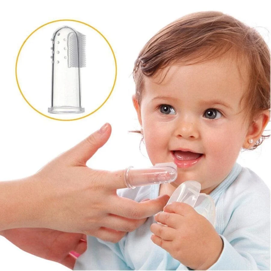 SpiderJuice Transparent Silicone Baby Finger Soft Bristles Teeth Cleaning Brush