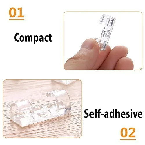 SpiderJuice 20pc Multipurpose 7mm Diameter Self Adhesive Wire Clips Cable Clamp Manager - Image 8