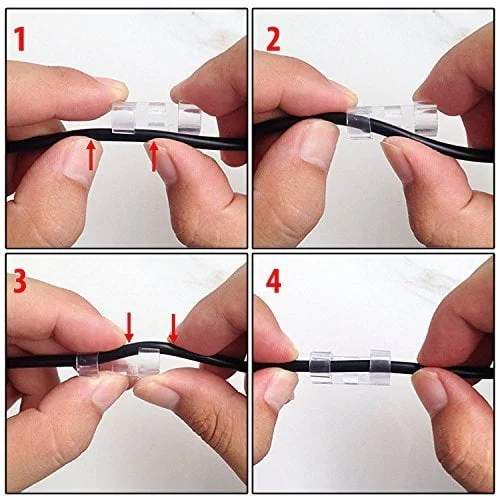 SpiderJuice 20pc Multipurpose 7mm Diameter Self Adhesive Wire Clips Cable Clamp Manager - Image 7