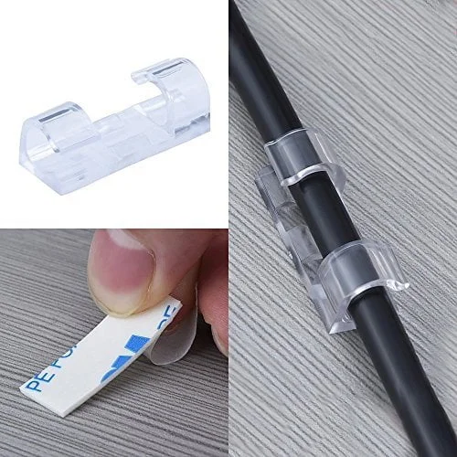 SpiderJuice 20pc Multipurpose 7mm Diameter Self Adhesive Wire Clips Cable Clamp Manager - Image 3