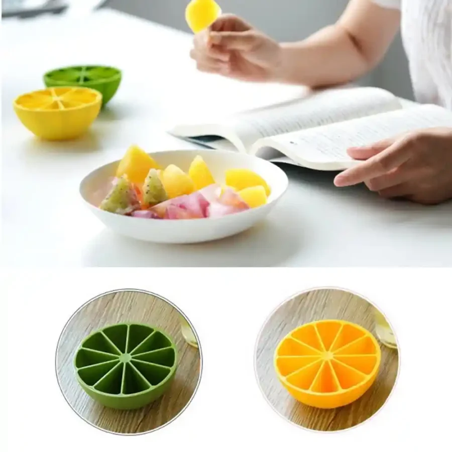 SpiderJuice 1Pc Multipurpose Lemon Shaped Silicone Mould Ice Cube Tray With 10 Lattice Section