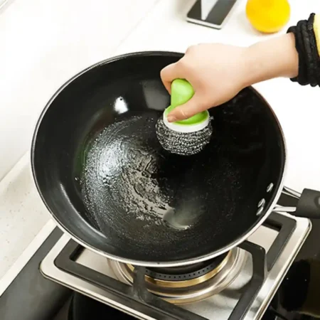 SpiderJuice 1Pc Replaceable Wire Scrub Handle With Wire Scrub Attached