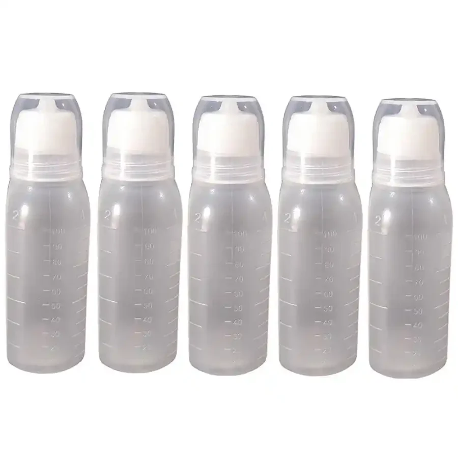 SpiderJuice 5Pcs Of 100ml Clear Plastic Bottle For Storing Any Liquid