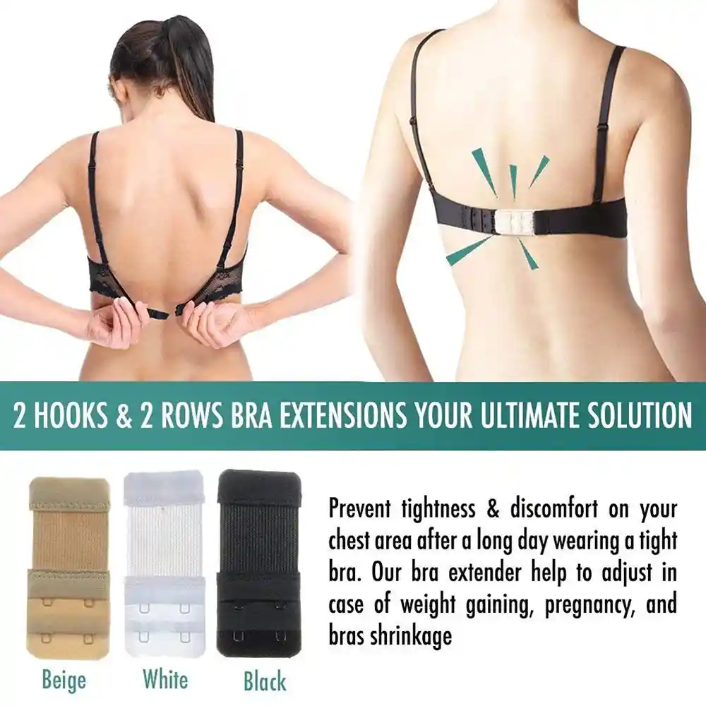 Ladies Bra Extender Bra Extension Strapless Underwear Strap 2, 3 Hooks 