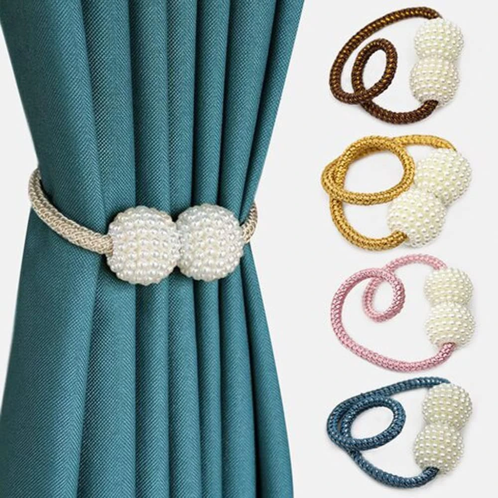 4pcs/set Pearl Magnetic Curtain Clips, Modern Simple Style, No Drilling  Needed, Strong Magnetic Suction, Curtain Tiebacks