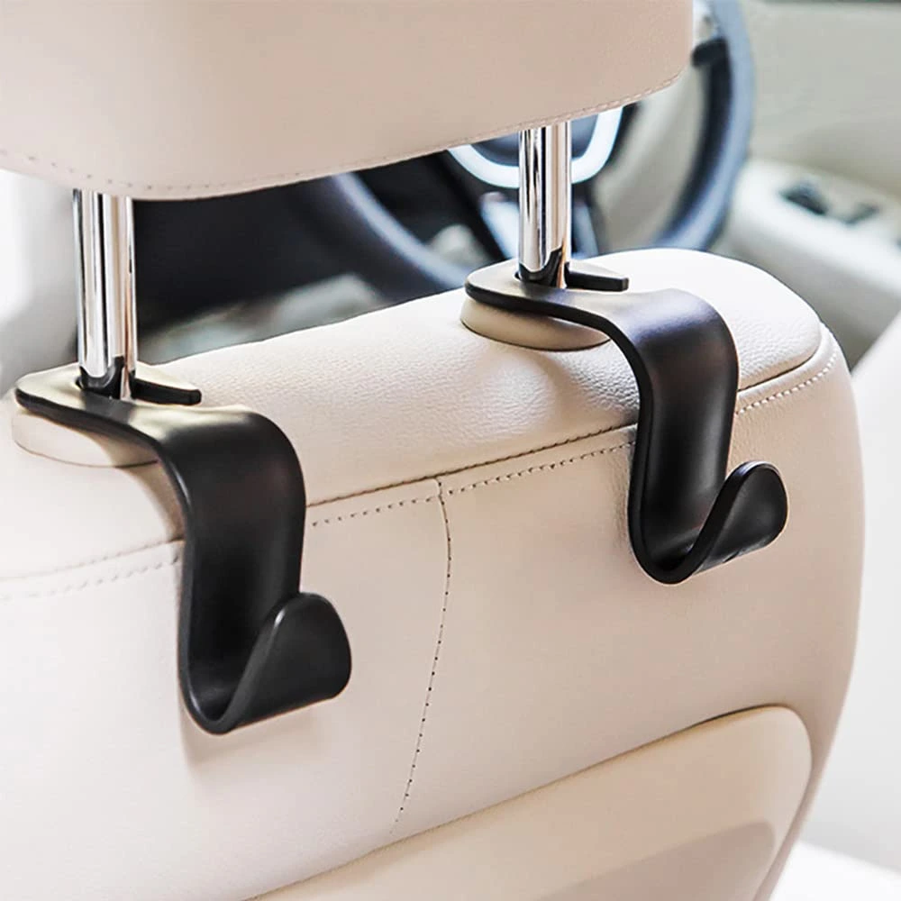 Car Hooks Universal Car Vehicle Back Seat Headrest Hanger Holder Hook  Microfiber Leather & Stainless Steel for Bag Purse Cloth Drink Grocery  (Black) : : Car & Motorbike