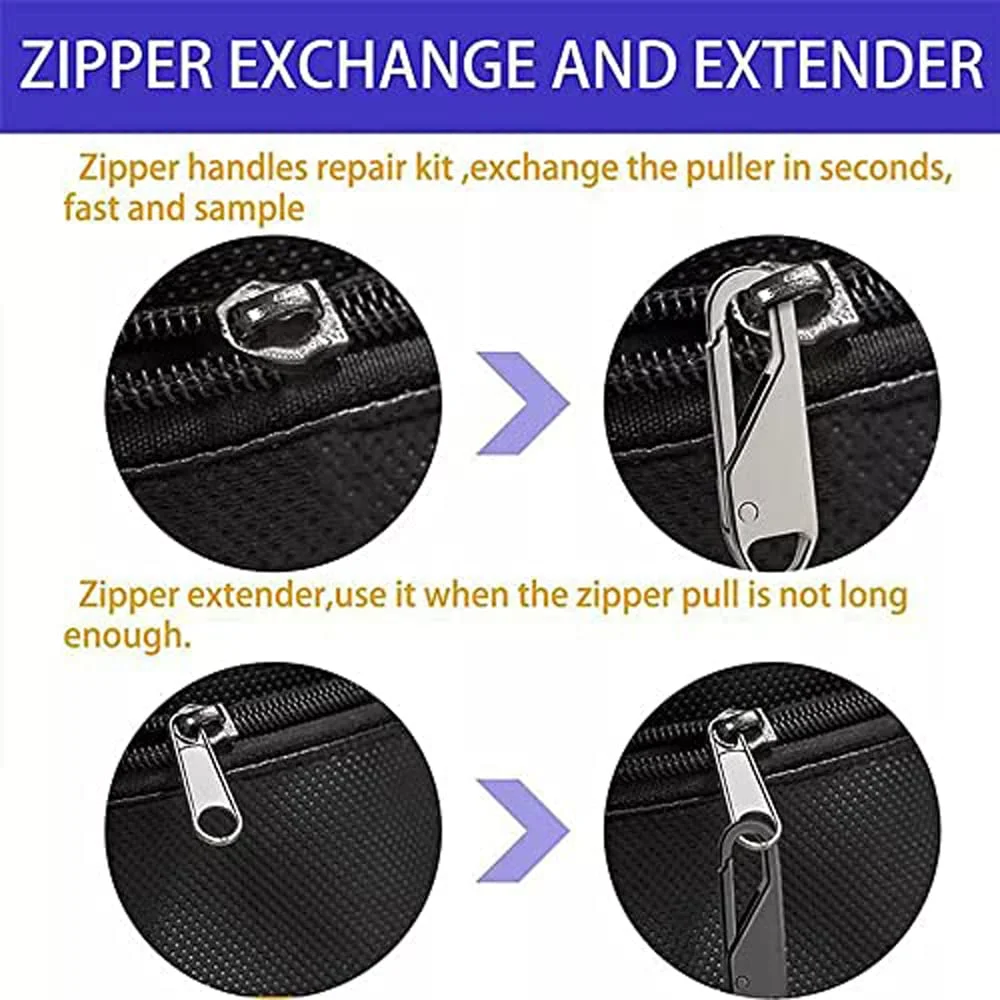 Zipper Pull Replacement Repair Kit,detachable Universal Metal Zipper Pull  Head Replacement,zipper Handle Mend Fixer Zipper Tab Repair Kit For Luggage