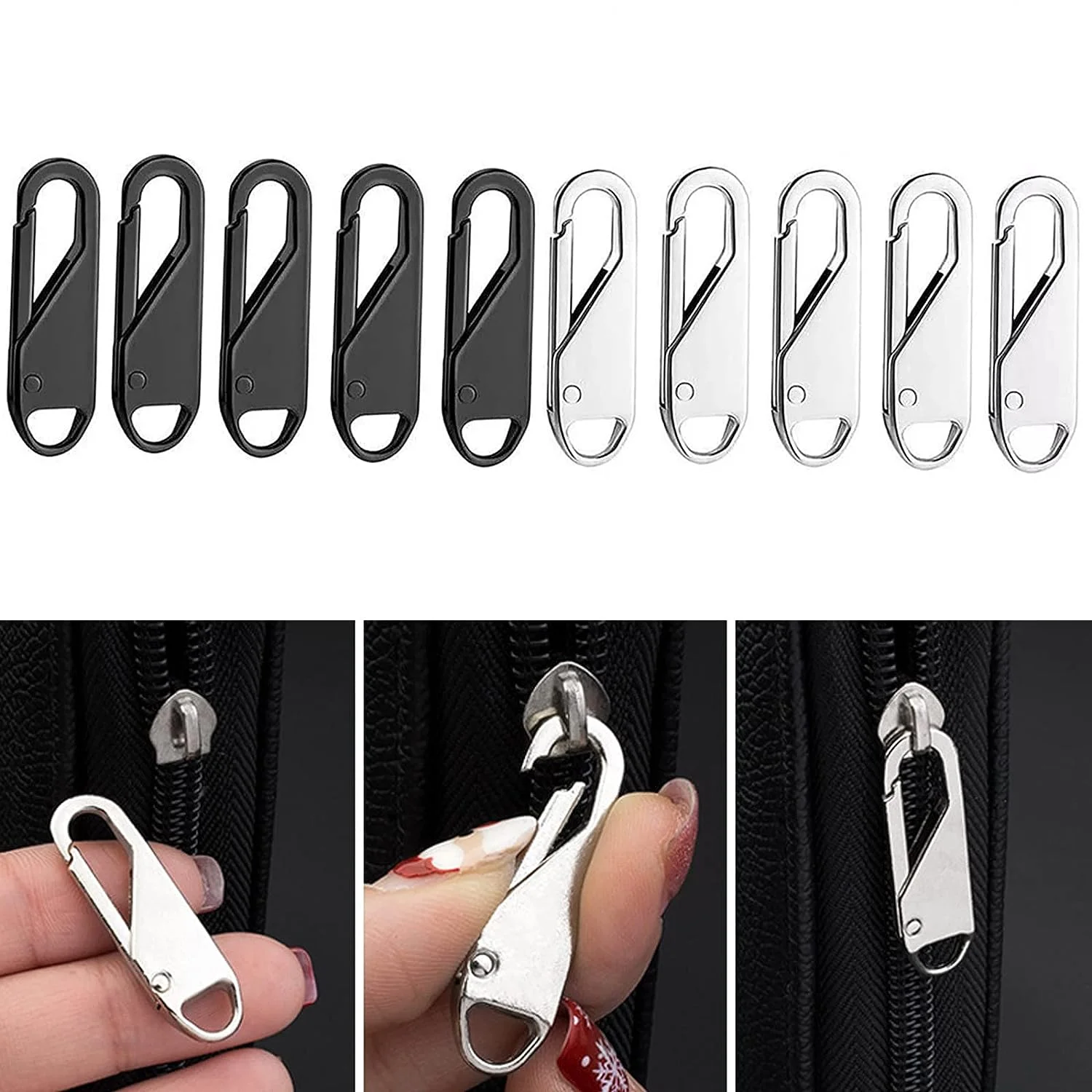 Zipper Repair Kit Universal Zipper Fixer, Detachable Zipper Replacement  Slider Reusable | Durable Zipper Head Replacement, Versatile Zipper Pull