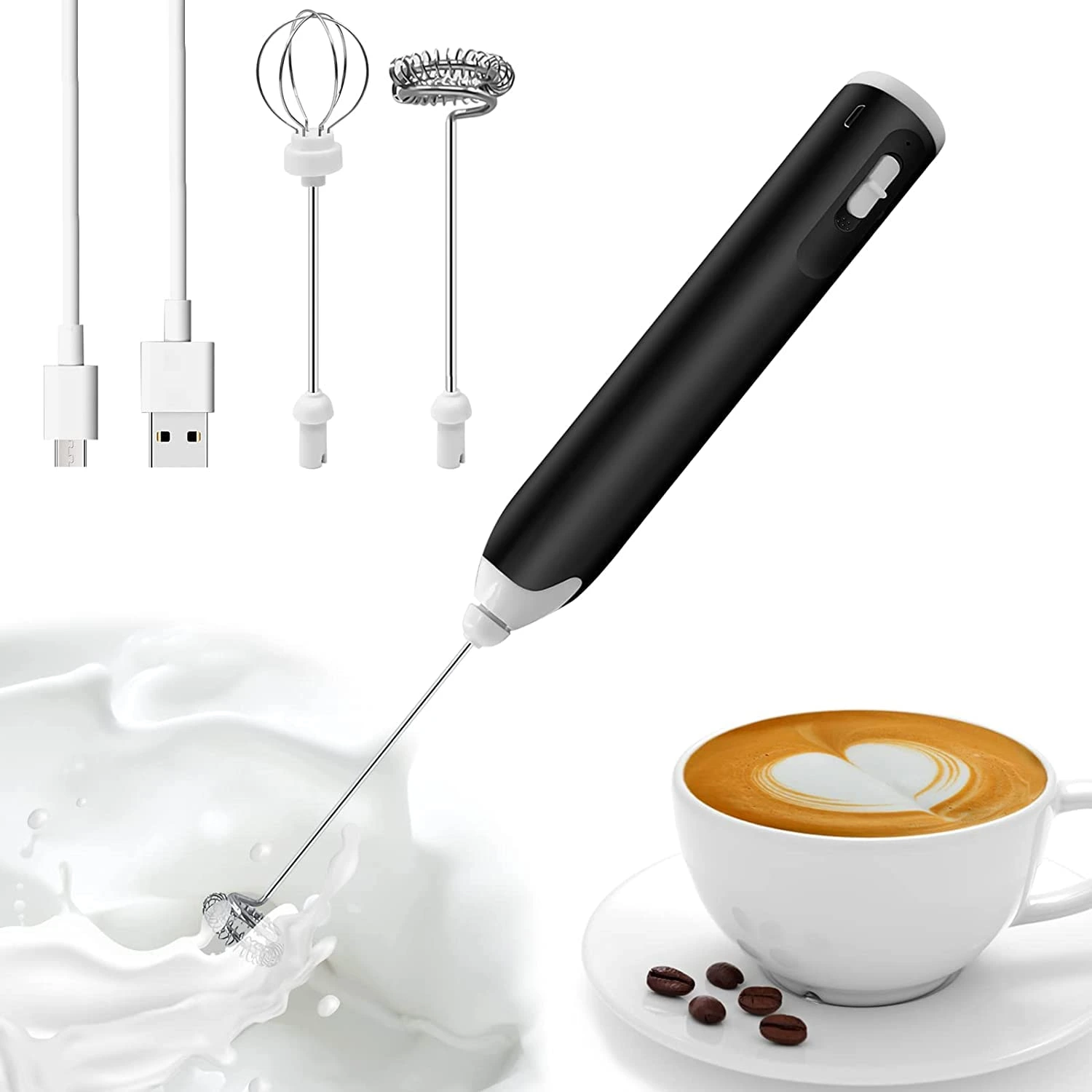 1 PC Electric Coffee Milk Frother USB Recharging Foam Maker Egg Beater  Whisk Mixer For Coffee Cappuccino High Speeds Frothing Wand