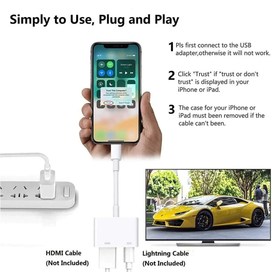 SpiderJuice Lightning To HDMI Digital AV Adapter For iPhone iPad Apple - Image 10