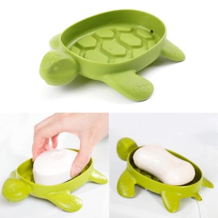 SpiderJuice cute sea turtle shaped soap dish holder green colour