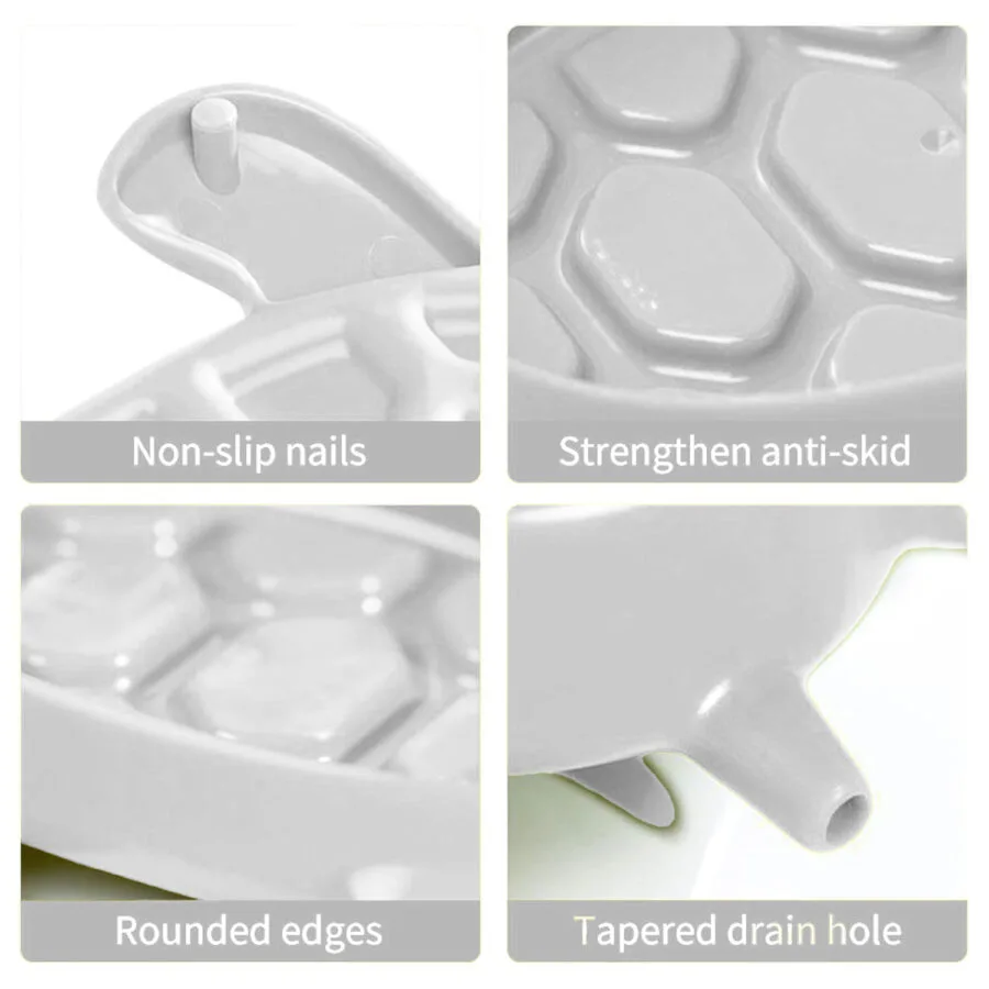 SpiderJuice turtle shape self draining soap dish holder with non slip pads