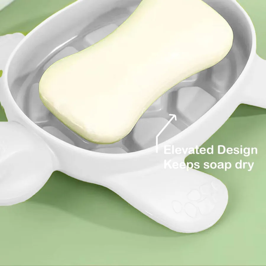 SpiderJuice white colour multipurpose tortoise soap box with self drainage hole through tale
