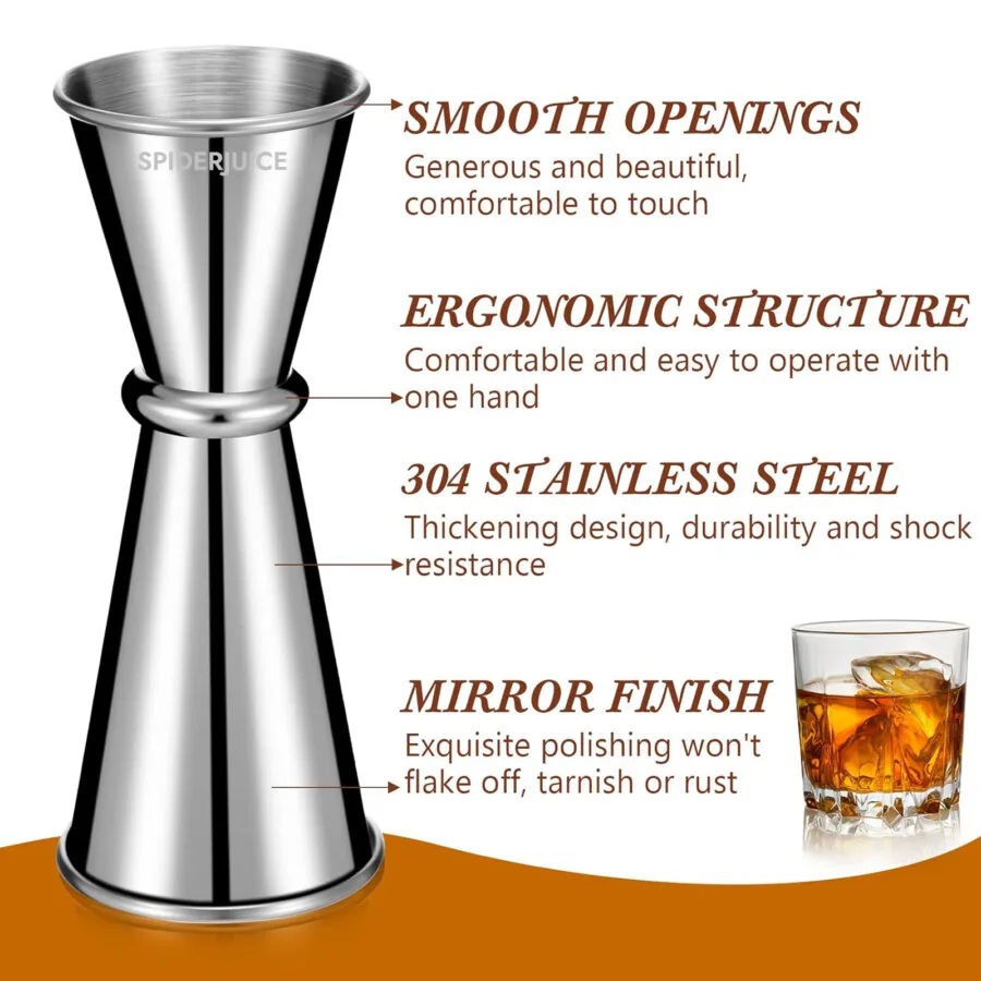 SpiderJuice 1Pc 30/60ml SS Double Sided Japanese Jigger Cup - Image 7